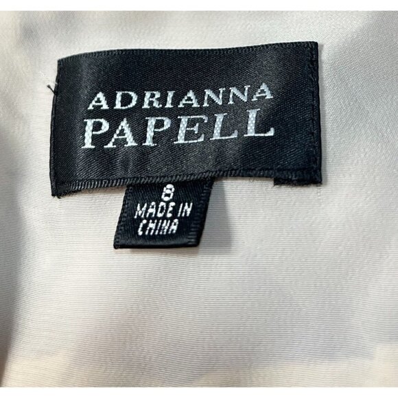 Adrianna Papell Sz 8 Purple Silk Blend Floral Print m Deep V Neck Halter Dress - Picture 5 of 5